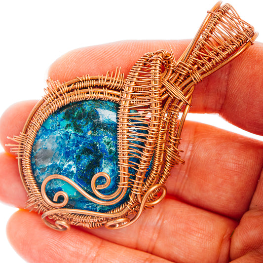 Shattuckite Wire Wrap Pendant 2 1/2" (Copper)