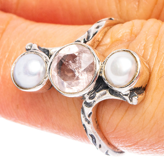 White Quartz, Cultured Pearl 925 Sterling Silver Ring Size 6.75 (925 Sterling Silver) R6251