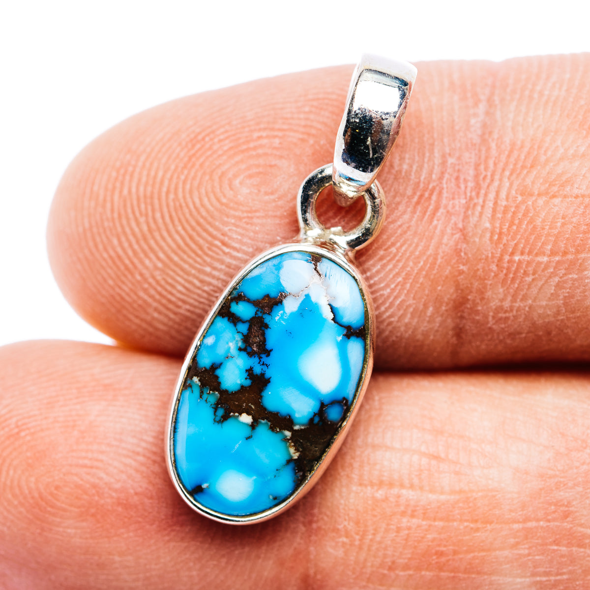 .925 sterling silver turquoise teardrop pendant with bail detail