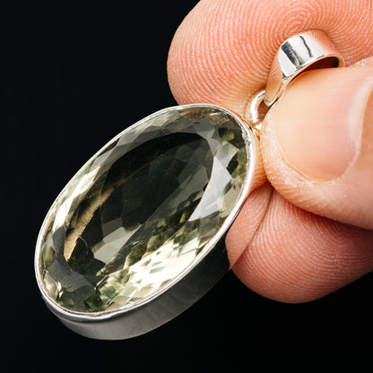 Premium 24ct Faceted  Prasiolite Pendant 1 5/8" (.925 Sterling Silver)