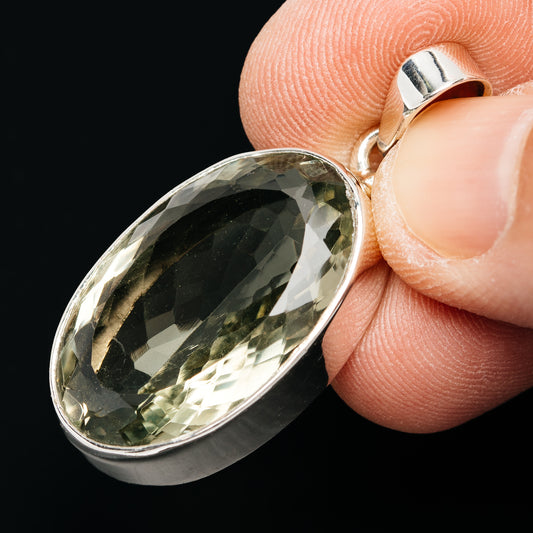 Premium 24ct Faceted  Prasiolite Pendant 1 5/8" (.925 Sterling Silver)