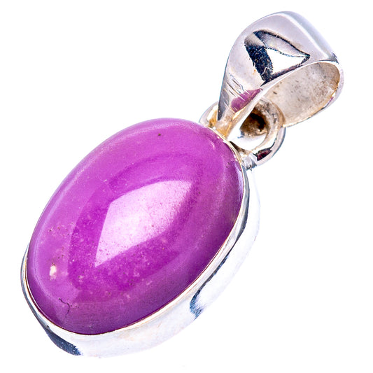 Oval purple phosphosiderite pendant in .925 sterling silver with open bail setting