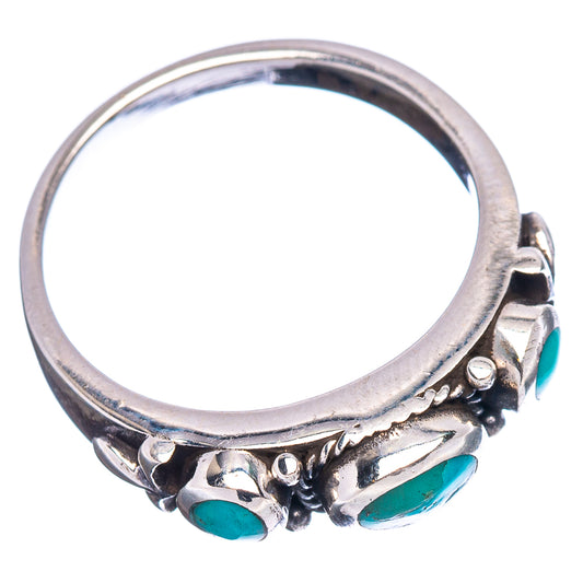 Sterling silver turquoise ring with oval bezel stones and decorative bead details