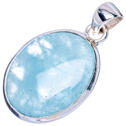 Oval aquamarine cabochon pendant, 925 sterling silver bezel and bail