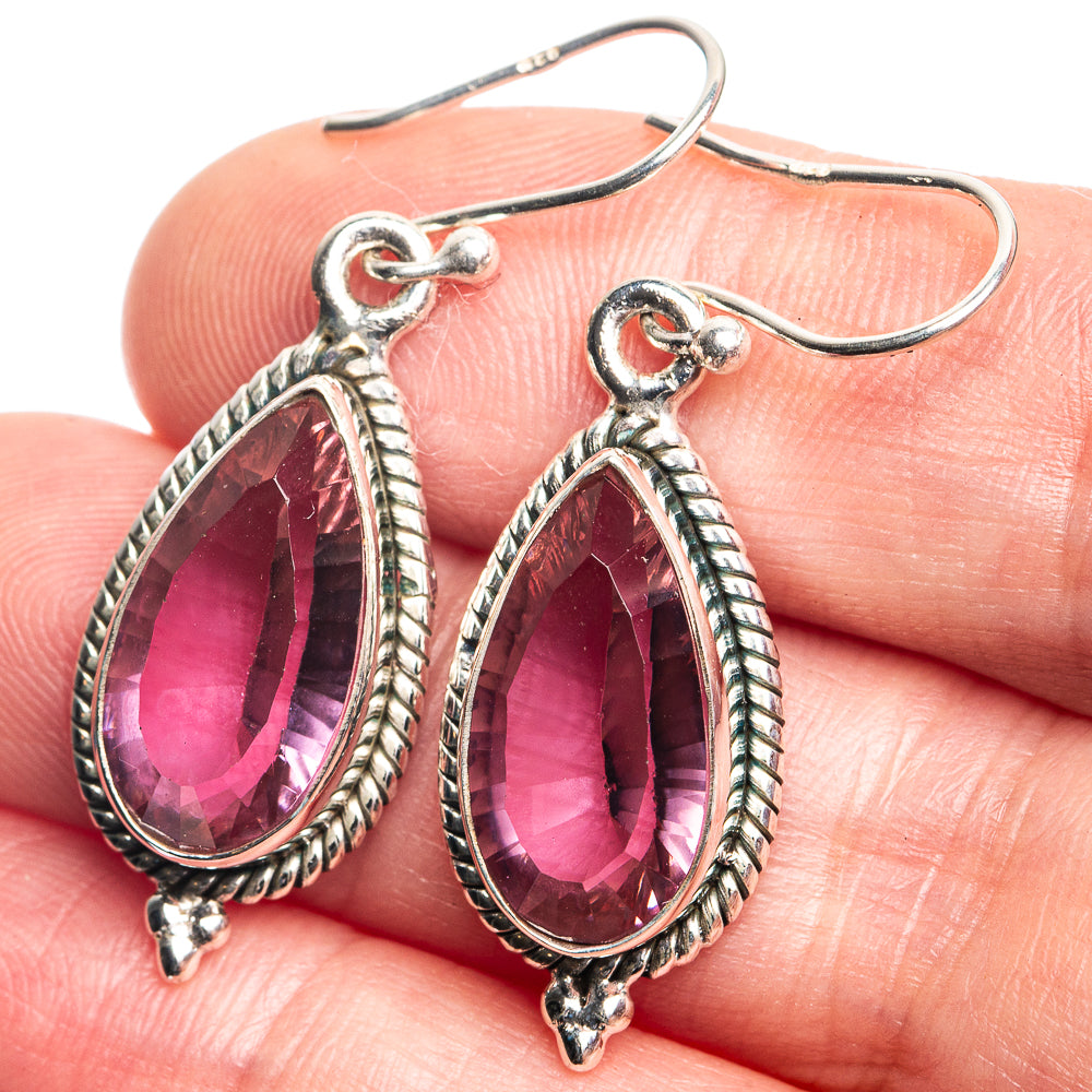 Color Change Alexandrite (Lab.) Earrings 1 5/8" (925 Sterling Silver) E432762