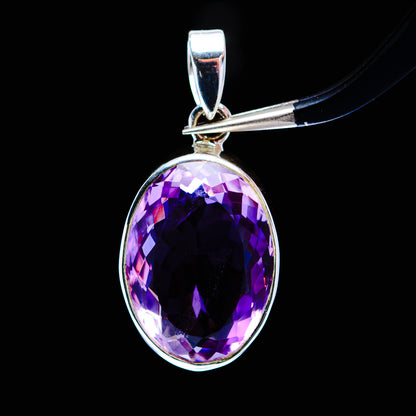 20ct Faceted Brazilian Amethyst Pendant 1 1/4" (.925 Sterling Silver)