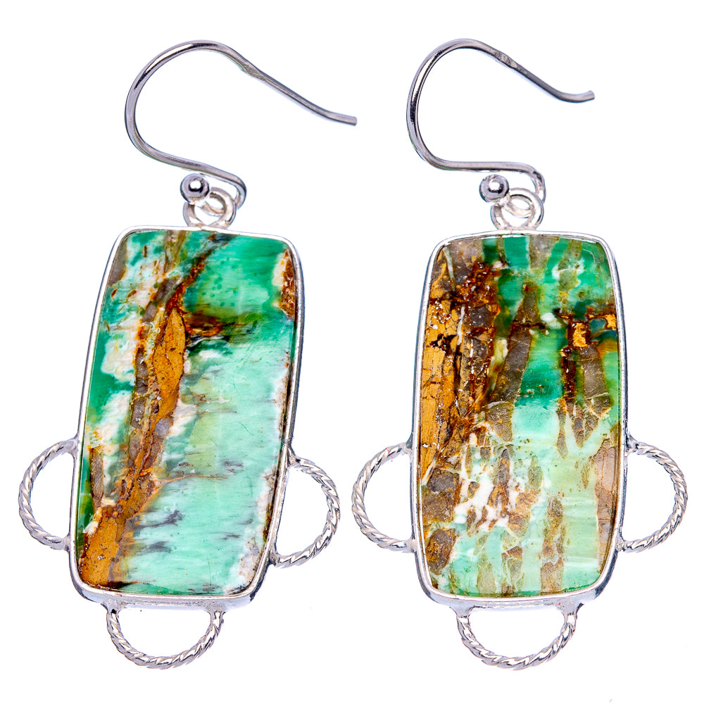 Boulder Chrysoprase Earrings 1 3/4" (925 Sterling Silver) E1753