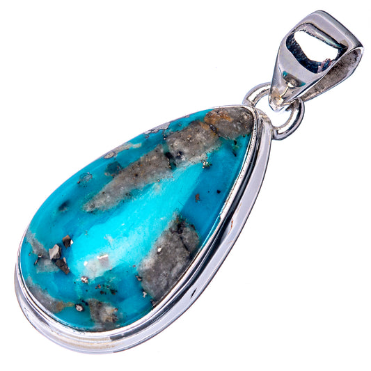 Rare Persian Turquoise Pendant 1 3/8" (925 Sterling Silver) P40906