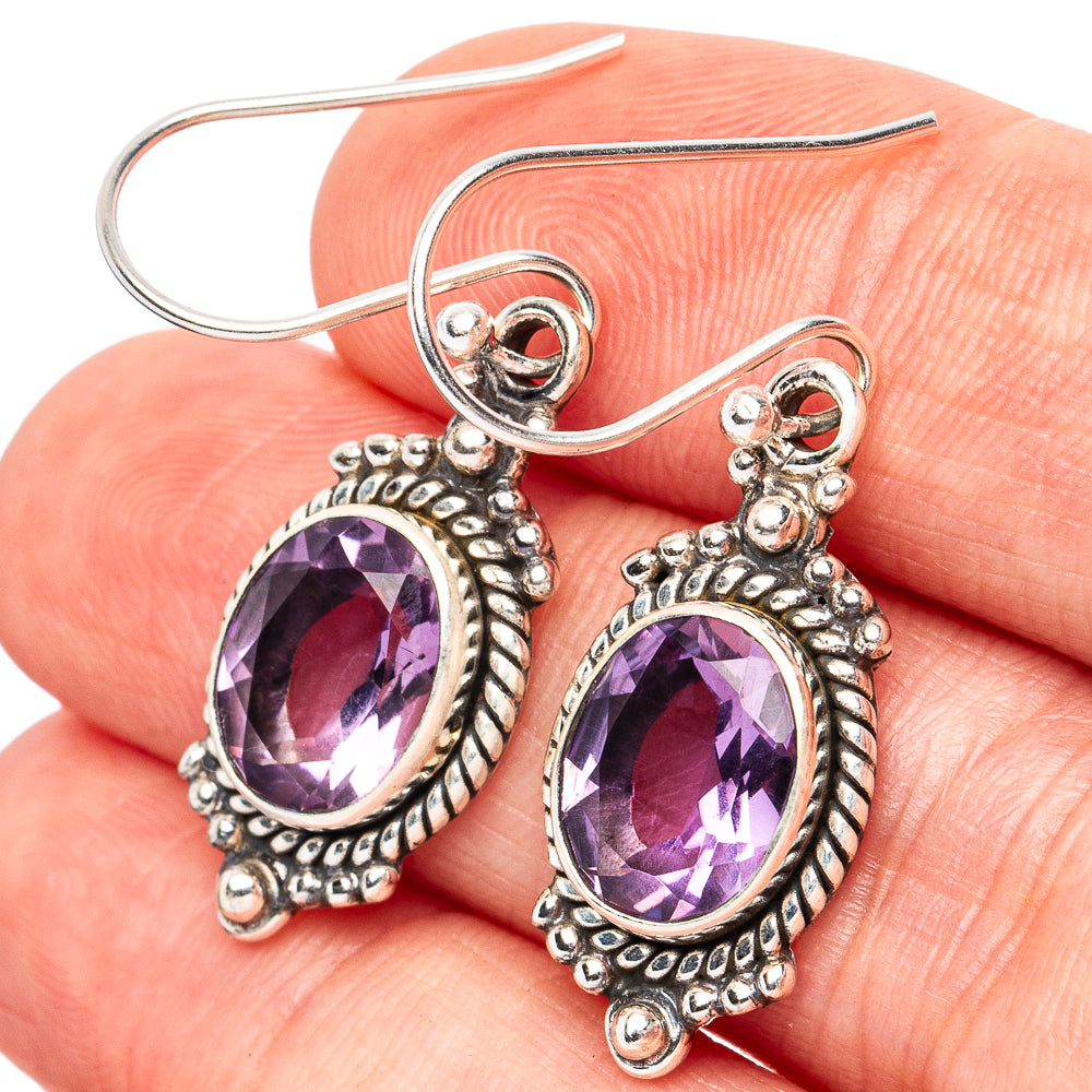 Dainty Amethyst Earrings 1 1/2" (925 Sterling Silver) E2822