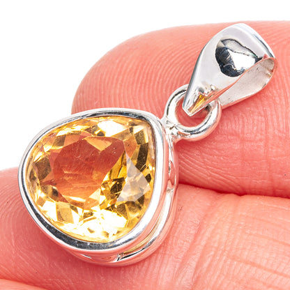 Faceted Citrine Pendant 7/8" (925 Sterling Silver) P40293