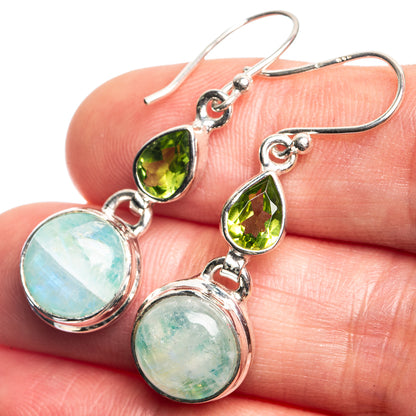 Green Moonstone, Peridot Earrings 1 1/2" (925 Sterling Silver) E432758