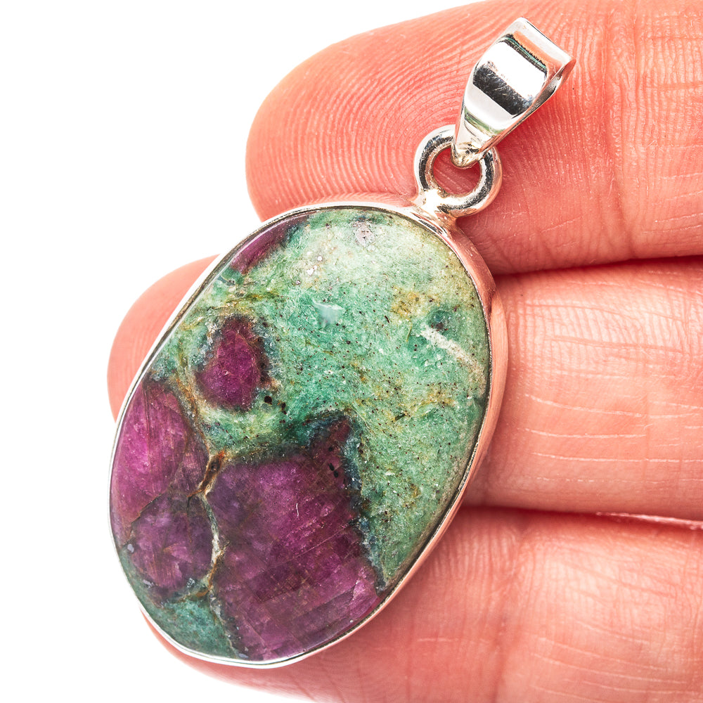 Ruby in Fuchsite Pendant 1 5/8" (.925 Sterling Silver)