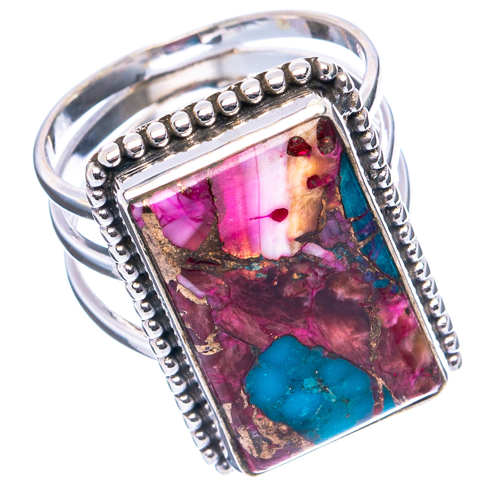 Pink Dahlia Mohave Turquoise Ring Size 6.75 (.925 Sterling Silver)