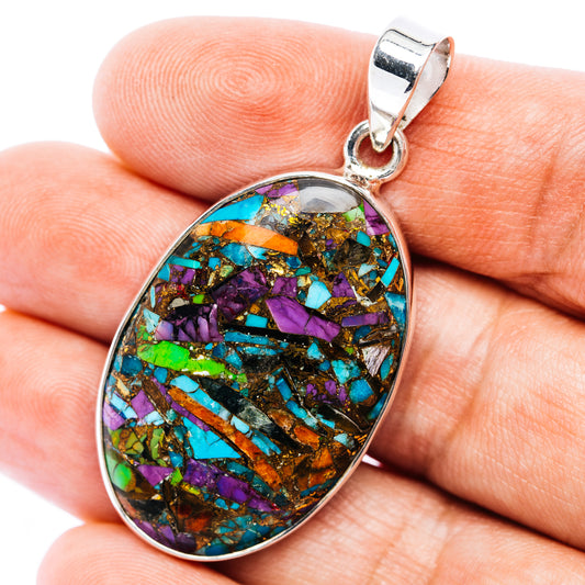 Large Premium Fiesta Kingman Turquoise Pendant 2" (.925 Sterling Silver)