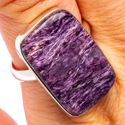 Premium Charoite Ring Size 10 Adjustable (.925 Sterling Silver)