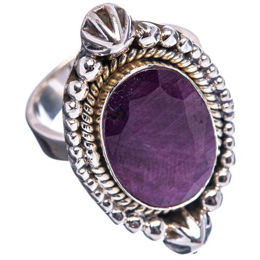 Purple oval gemstone ring, .925 sterling silver, textured halo and side settings