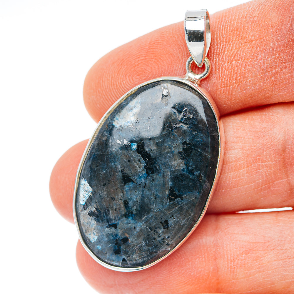 Premium Larvikite Pendant 1 3/4" (.925 Sterling Silver) Carat
