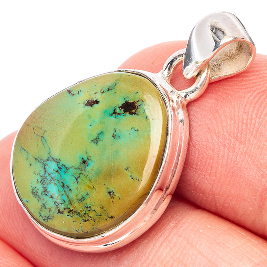 Rare Spider Web Turquoise Pendant 1 1/8" (925 Sterling Silver) P44455