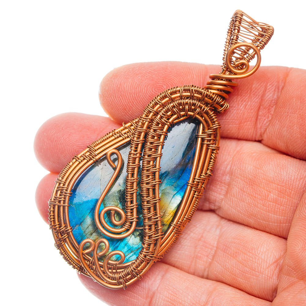 Labradorite Wire Wrap Pendant 3" (Copper)