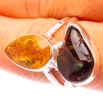 Mexican Fire Agate, Citrine Ring Size 8.25 (925 Sterling Silver) R141564