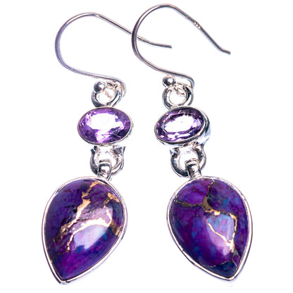 Purple amethyst top and purple teardrop heart earrings with sterling silver hooks