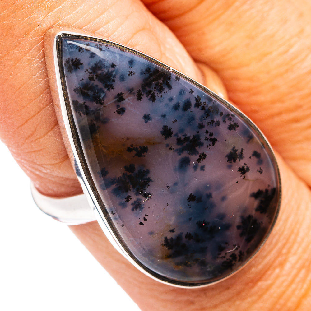 Premium Dendritic Moss Agate Ring Size 8 Adjustable (.925 Sterling Silver)