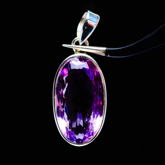 19ct Faceted Brazilian Amethyst Pendant 1 1/2" (.925 Sterling Silver)