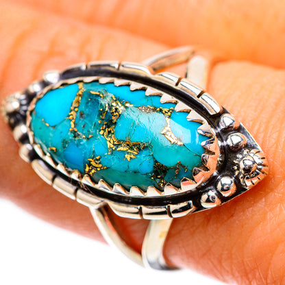 Blue Copper Composite Turquoise Ring Size 8.5 (925 Sterling Silver) RING139010