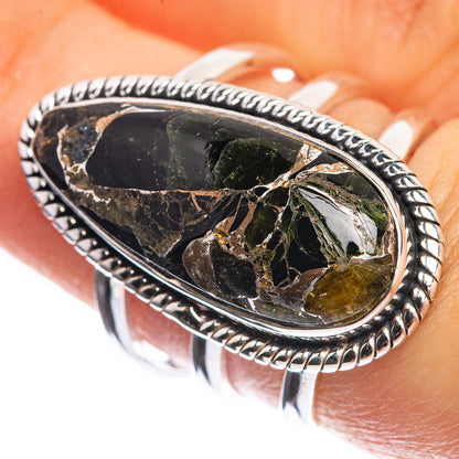 Copper Black Onyx 925 Sterling Silver Ring Size 7