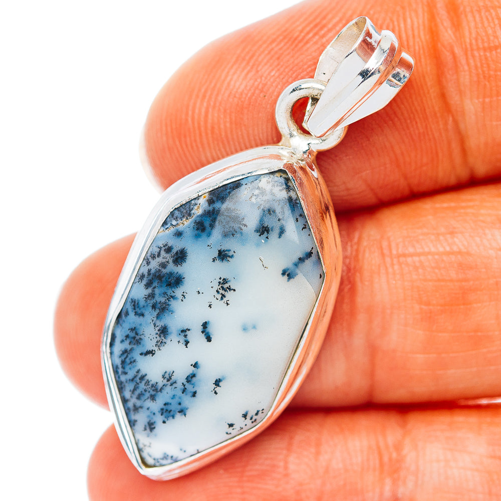 Dendritic Opal Pendant 1 1/2" (.925 Sterling Silver)