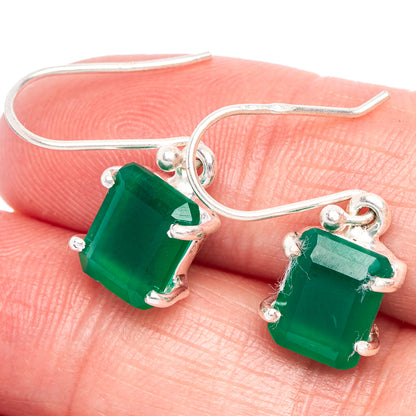 Green Onyx Earrings 1 1/8" (925 Sterling Silver) E433423