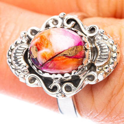 Kingman Pink Dahlia Turquoise Ring Size 7 (925 Sterling Silver) R3980