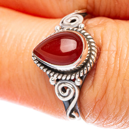 Red Onyx Dainty Ring Size 7 (925 Sterling Silver) R5167