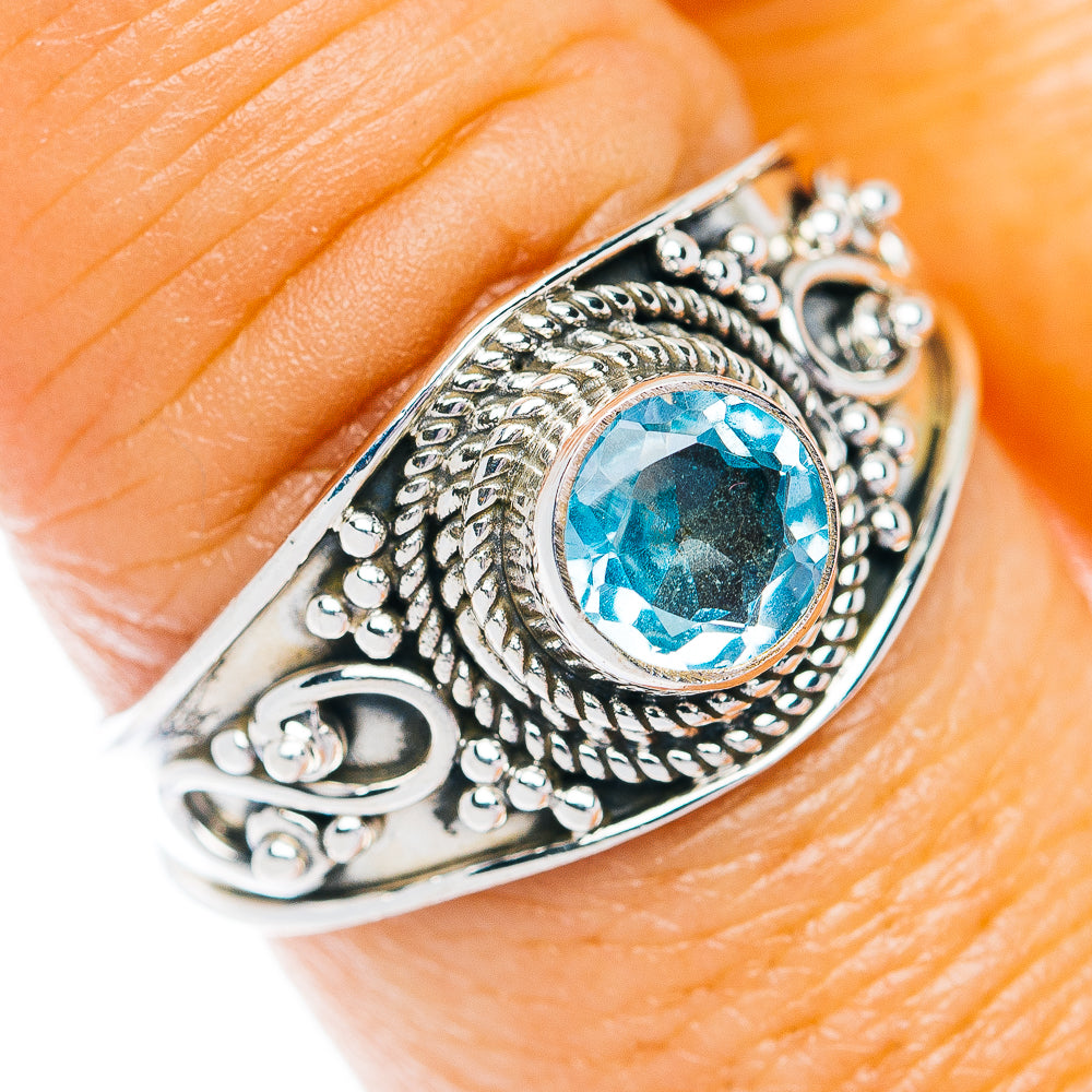 Blue Topaz Cocktail Ring Size 8.75 (.925 Sterling Silver)