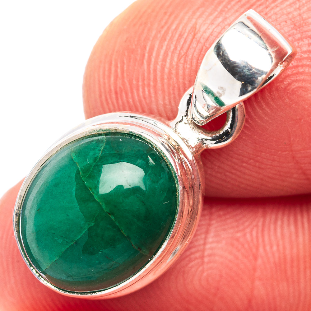 Rare Premium Zambian Emerald Pendant 7/8" (.925 Sterling Silver)