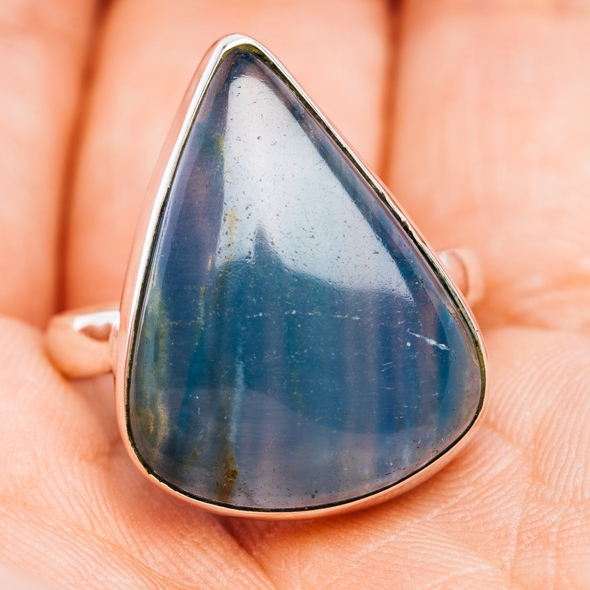 Rare Aquatine Lemurian Calcite Ring Size 9.25 (.925 Sterling Silver)