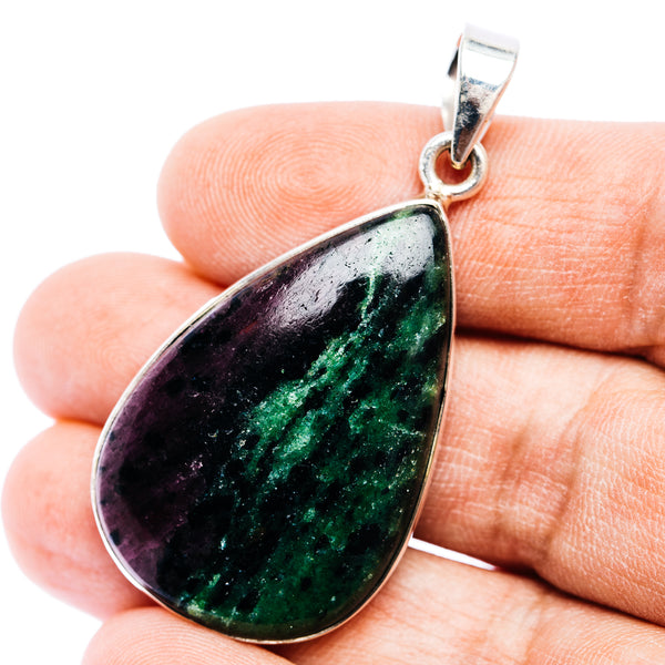 Ruby Zoisite Pendant 2 1/8" (.925 Sterling Silver)