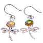 Rare Ethiopian Opal Dragonfly Earrings 1 3/8" (925 Sterling Silver) E1547