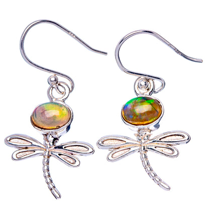 Rare Ethiopian Opal Dragonfly Earrings 1 3/8" (925 Sterling Silver) E1547
