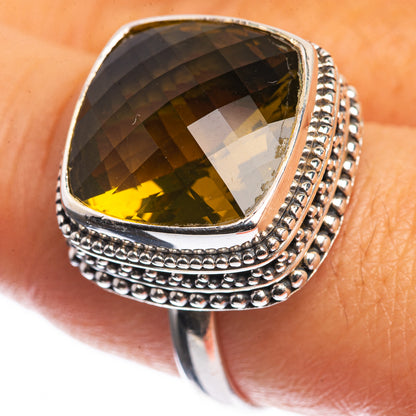 Olive Quartz 925 Sterling Silver Ring Size 9