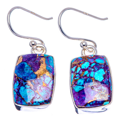 Purple Copper Turquoise Earrings 1 1/4" (.925 Sterling Silver)