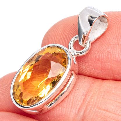 Faceted Citrine Pendant 1 1/8" (925 Sterling Silver) P40322