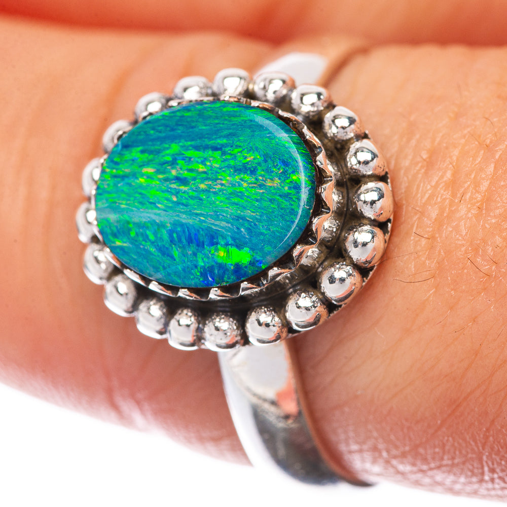 Doublet Fire Opal Ring Size 8 (925 Sterling Silver) R145166