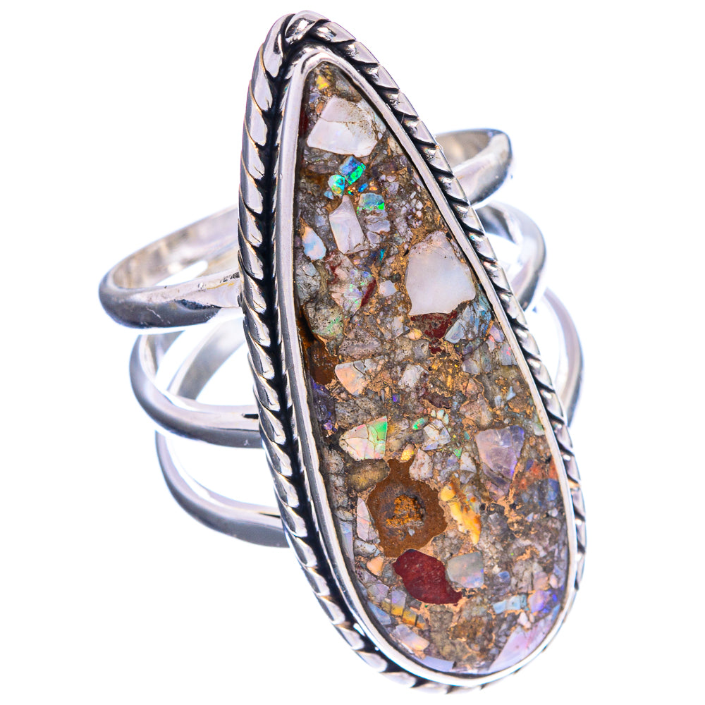 Large Brecciated Ethiopian Opal Ring Size 7.5 (925 Sterling Silver) R144339
