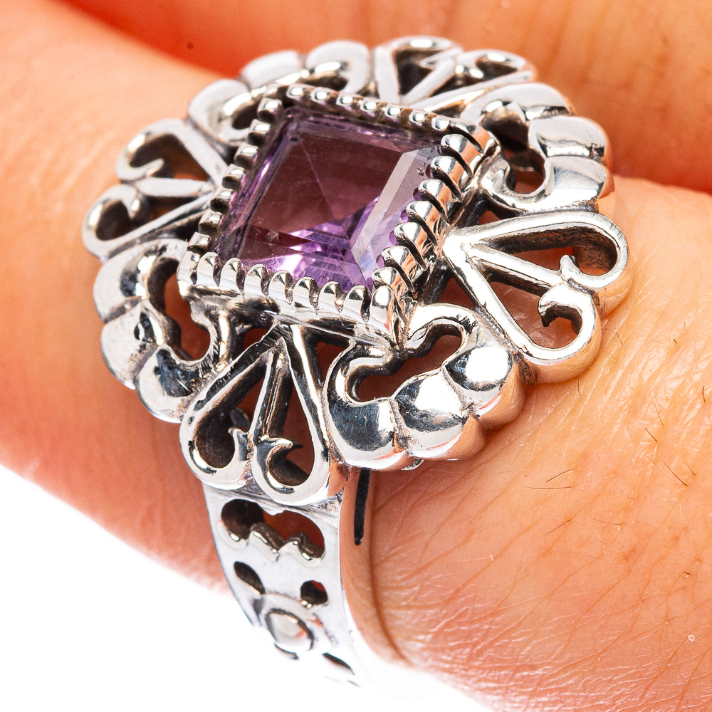 Faceted Amethyst Ring Size 7.5 (925 Sterling Silver) R2360