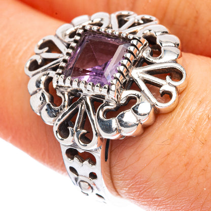 Faceted Amethyst Ring Size 7.5 (925 Sterling Silver) R2360