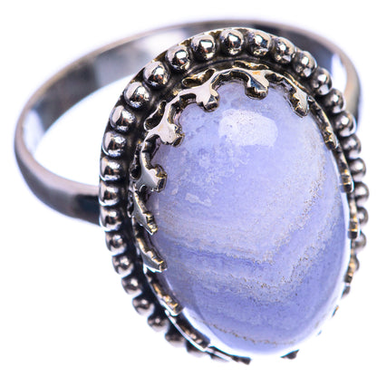Blue Lace Agate 925 Sterling Silver Ring Size 9.75