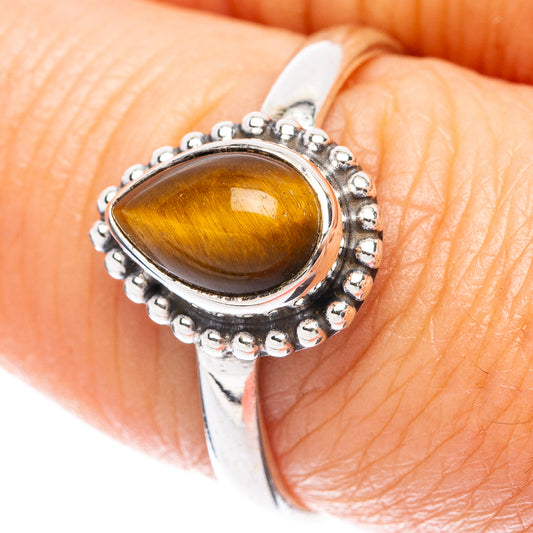 Tiger Eye Dainty Ring Size 8 (925 Sterling Silver) R5804