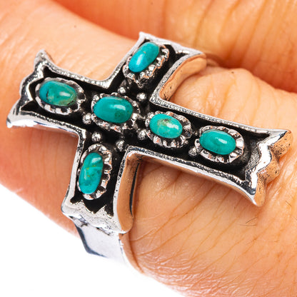 Rare Arizona Turquoise Cross Ring Size 7.25 (925 Sterling Silver) R2388