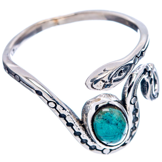 Turquoise snake dainty ring in .925 sterling silver, oval turquoise stone and scales